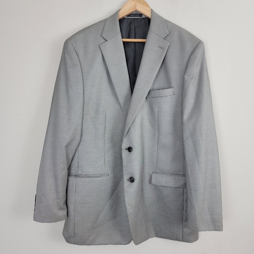 Lauren Ralph Lauren Blazer‎ Mens 46L Gray Houndstooth Long Sleeve Sports Coat